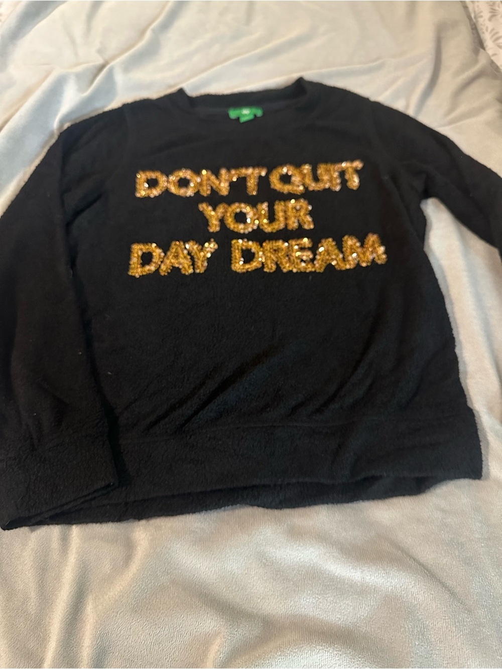 Dip Girls Black Sweater with Gold Sequin Slogan